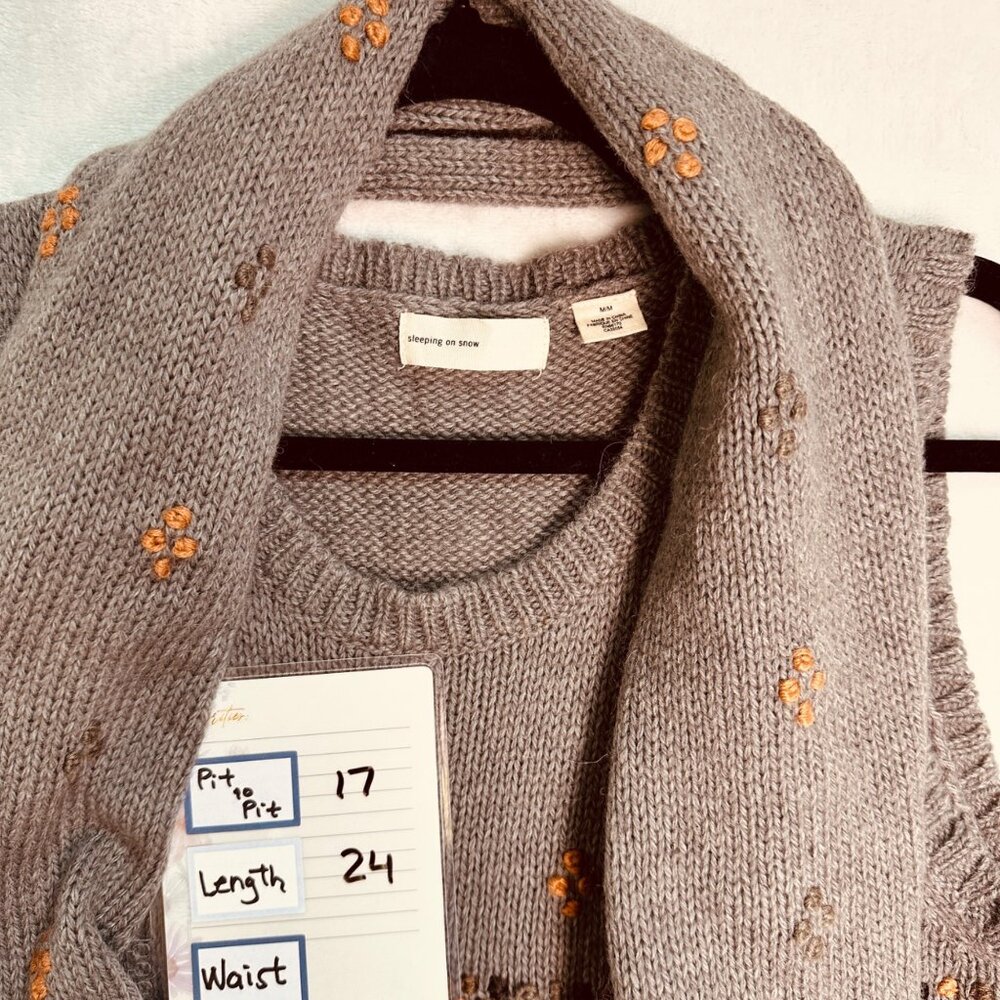 Anthropologie Sleeping On Snow Embroided Wool Alpaca Sweater Vest-Scarf M RARE - Picture 6 of 8